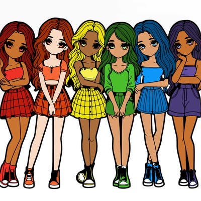 a group of girls realistic