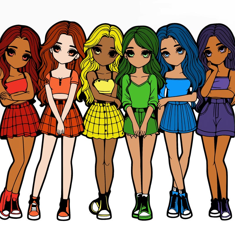 a group of girls realistic