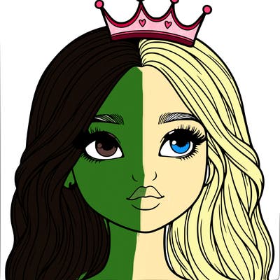 a realistic girl with a crown on