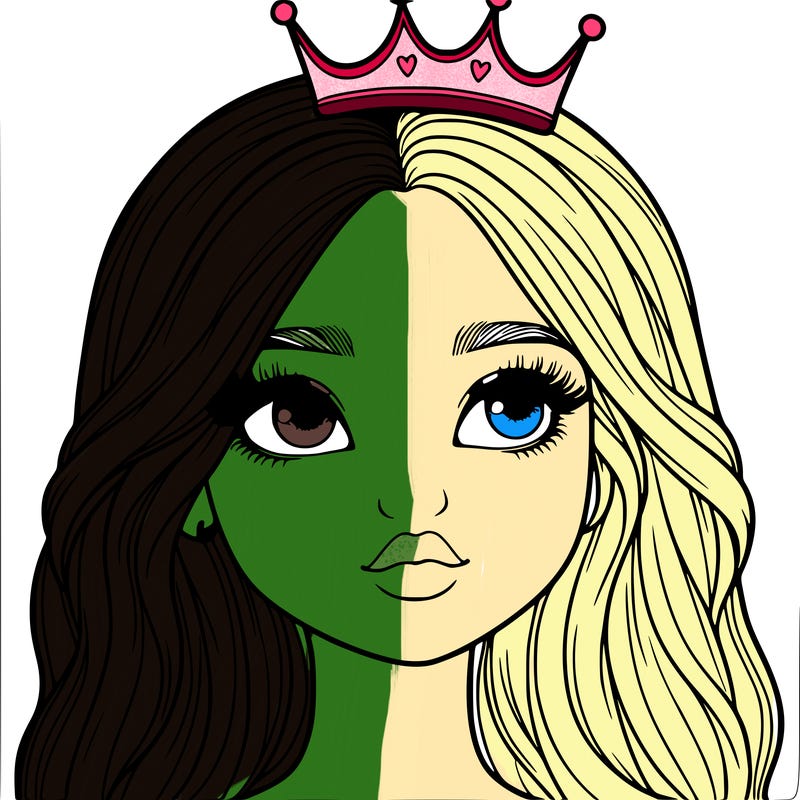 a realistic girl with a crown on