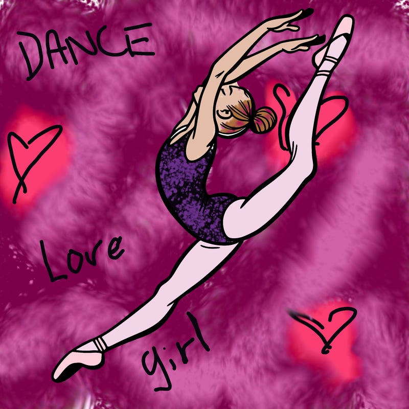 gymnast doing a leap in a leotard with a bent back leg