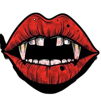 lips with vampire teeth