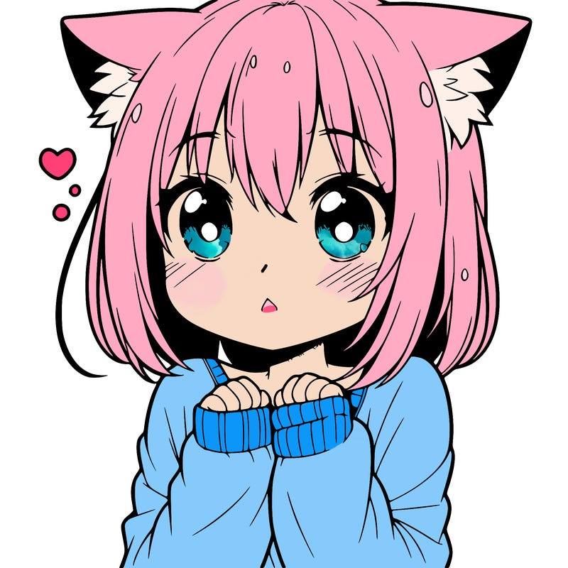 shy anime catgirl