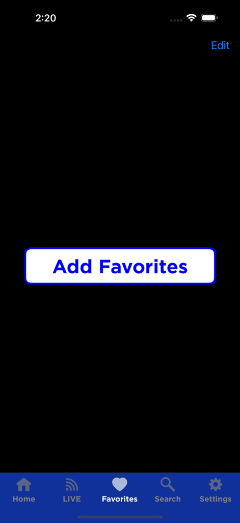 SSC Digital Network - Favorites screen of the SSC Digital Network app with an Add Favorites button.