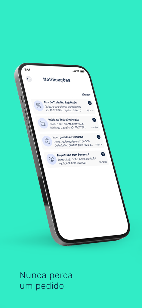 Bulir Prestador - Bulir Prestador app notification screen with job alerts