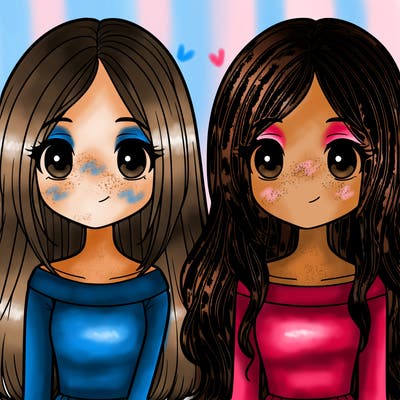 two girls one long hair the other short hair