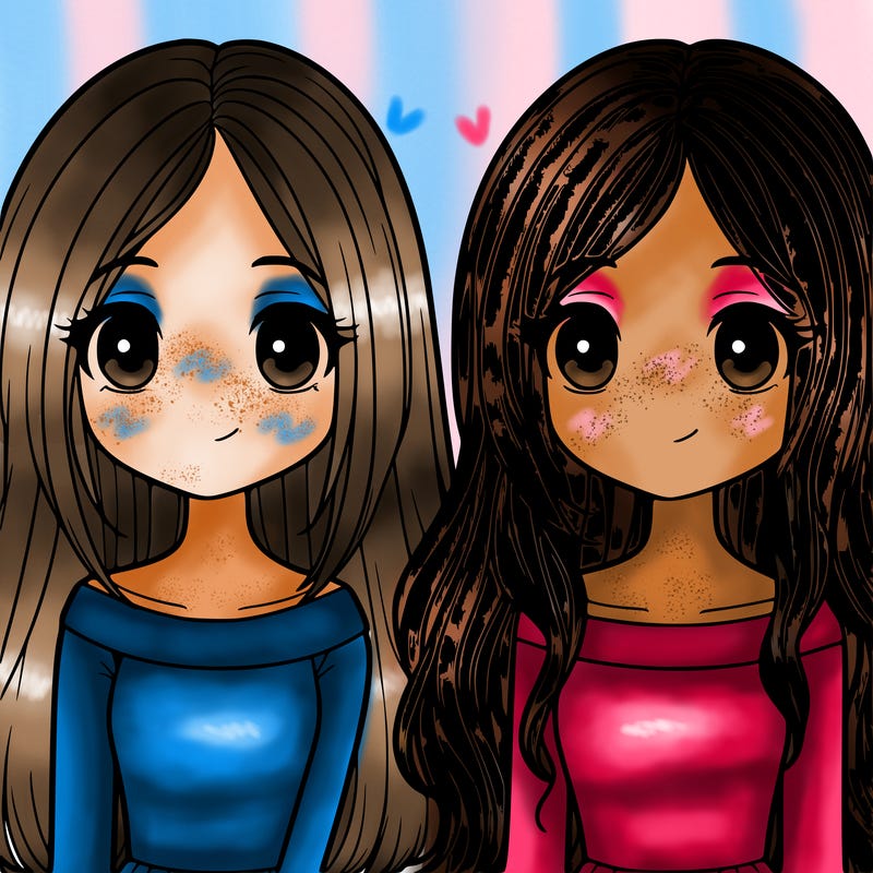 two girls one long hair the other short hair