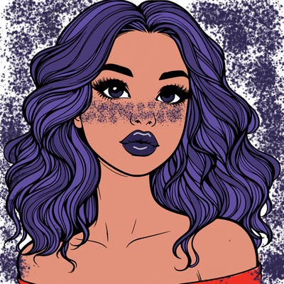 realistic girl with wavy hair and lips