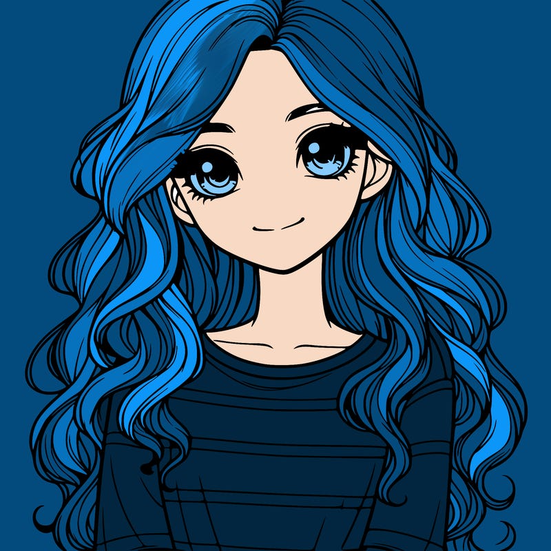 realistic girl with long, wavy hair and cute shirt