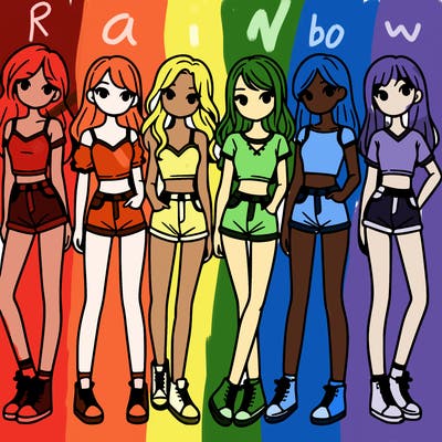 a group of girls wearing crop tops and shorts