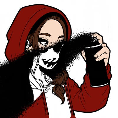 a realistic girl, spray painting