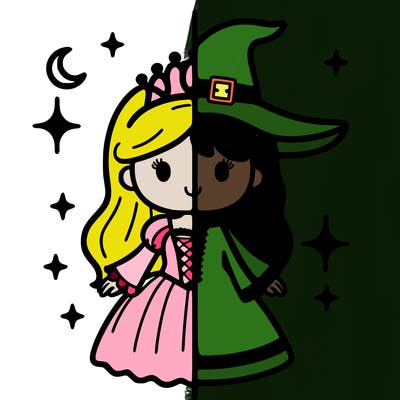 split princess and witch