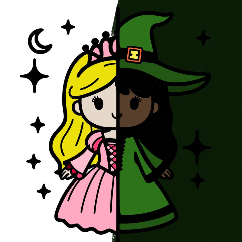 split princess and witch