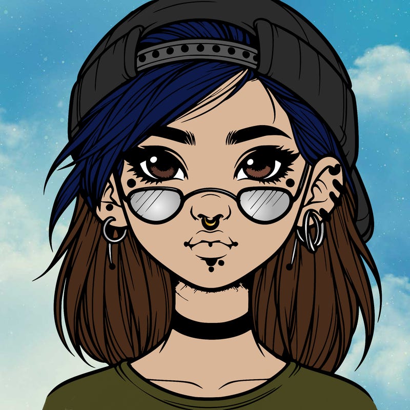 realistic cool girl with piercings