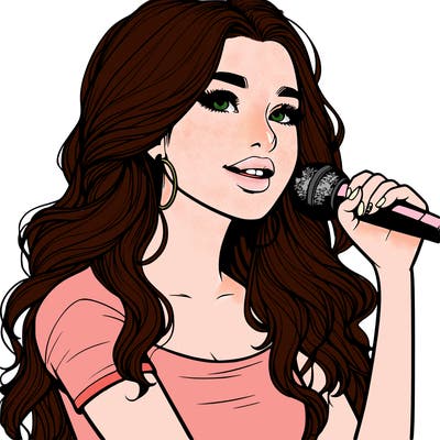 realistic pretty teenage girl singing