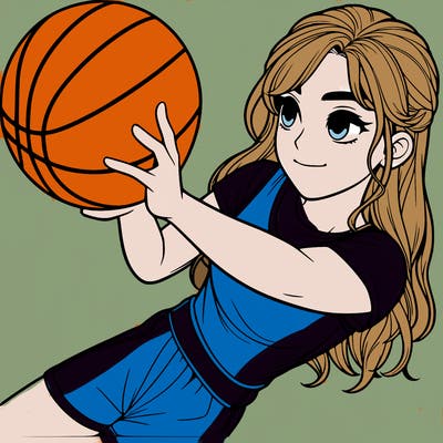realistic girl playing basketball