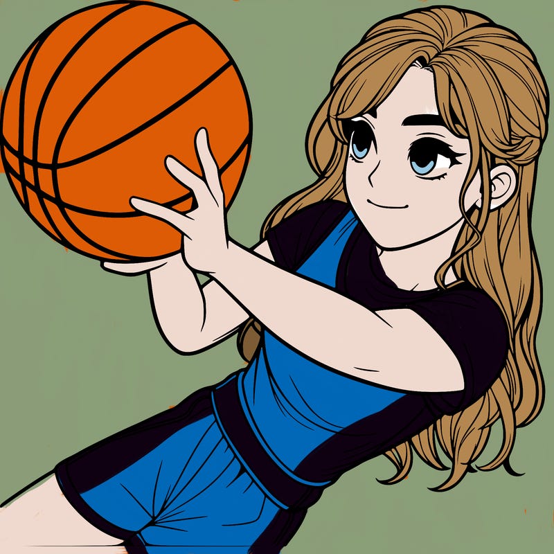 realistic girl playing basketball
