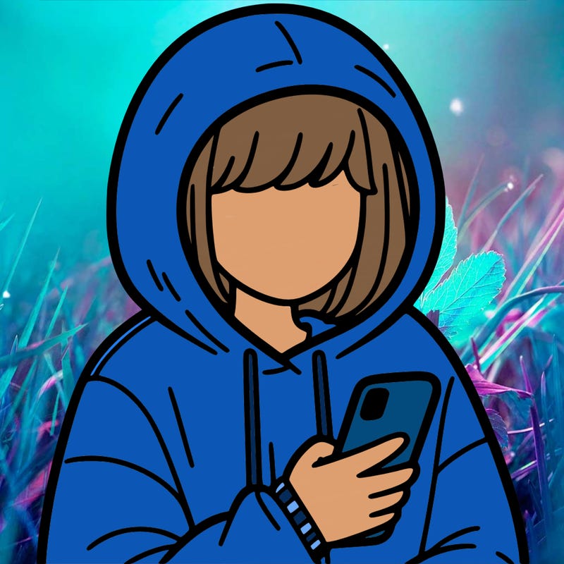 person in a hoodie on her phone