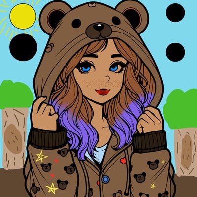 realistic girl in a animal pjs hoodie