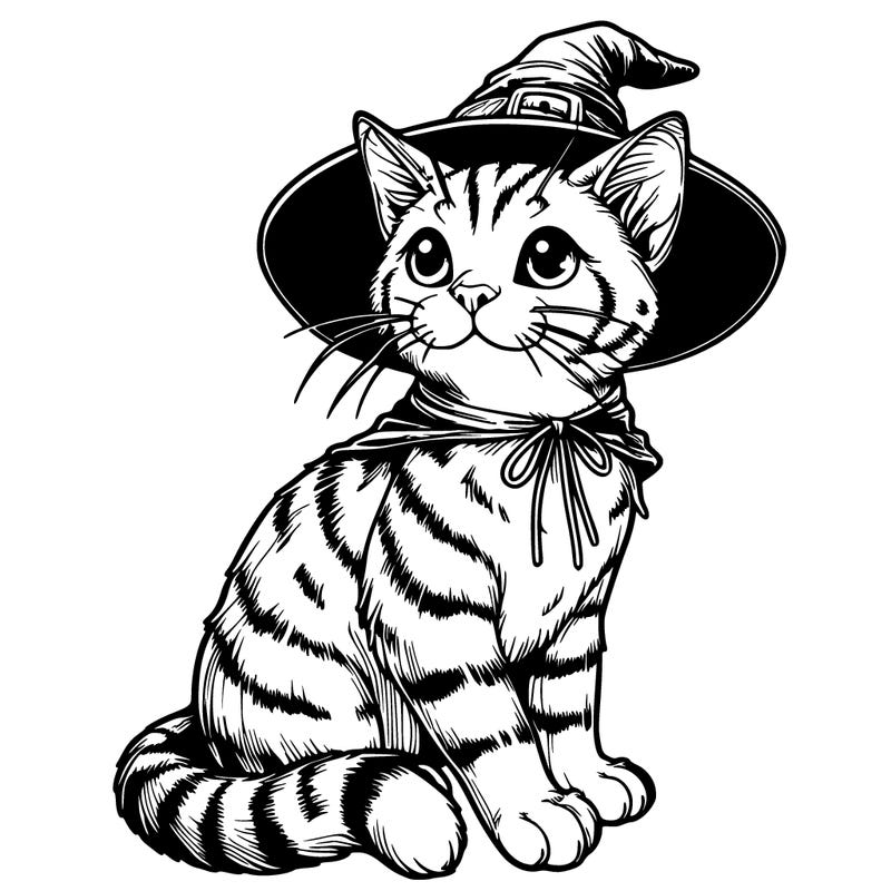 realistic witch cat
