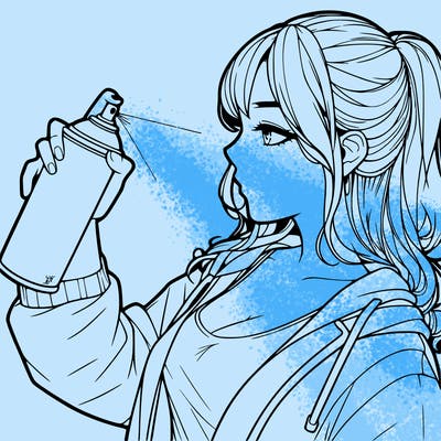 a realistic girl spray, painting