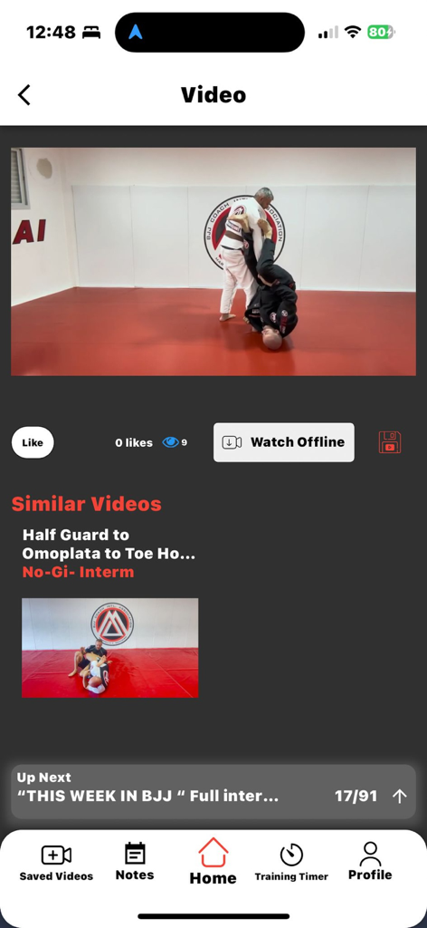 Lección en video de técnica de Jiu-Jitsu en la aplicación BJJ Coach Online