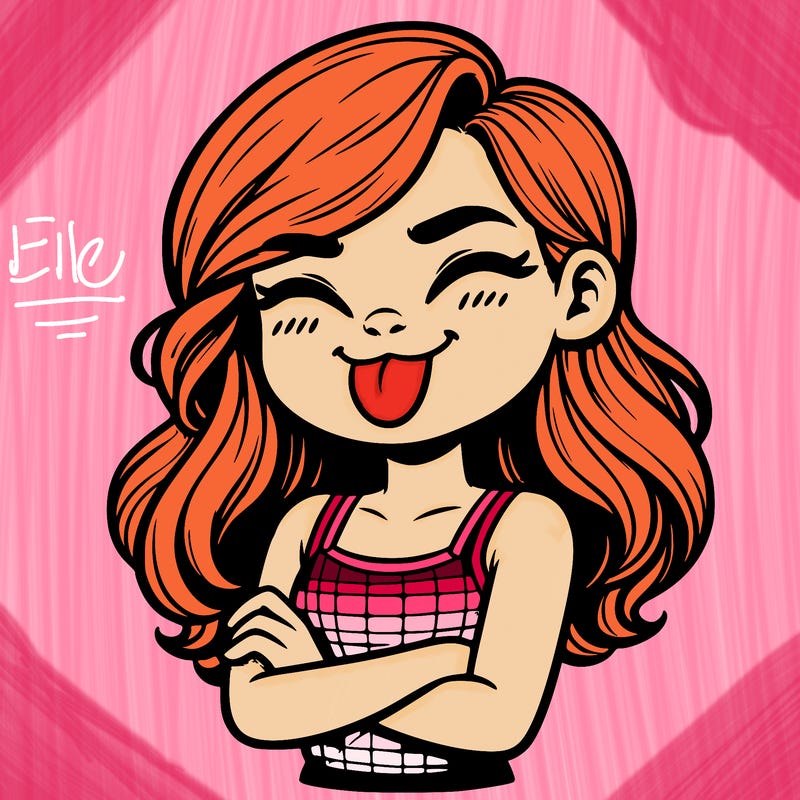 realistic girl crossing her arms and wearing a tank top with her tongue held out she has long hair