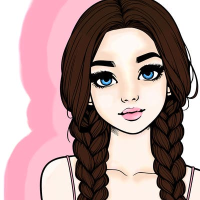 realistic girl with braids