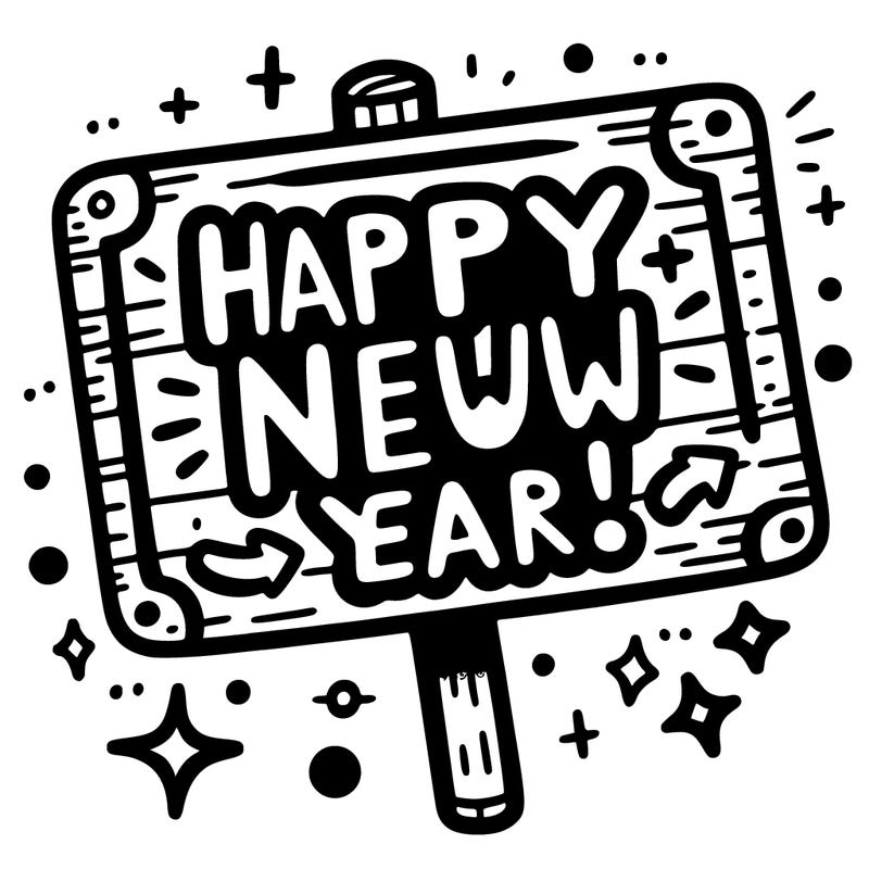 . a sign saying happy new year