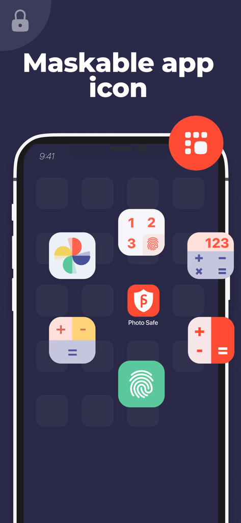 Secret Calculator Photo Vault+ - Selection of different maskable app icons for privacy