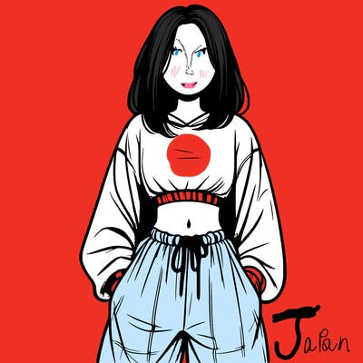 realistic girl faceless with baggy pants and a crop top