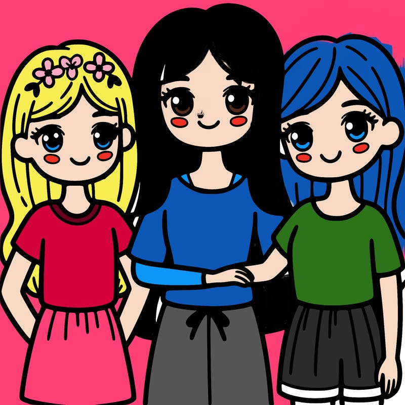 three girls with each other
