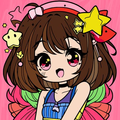 cute anime girl with star accessories