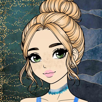 realistic pretty girl with hair in bun