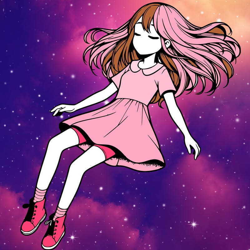 realistic girl floating