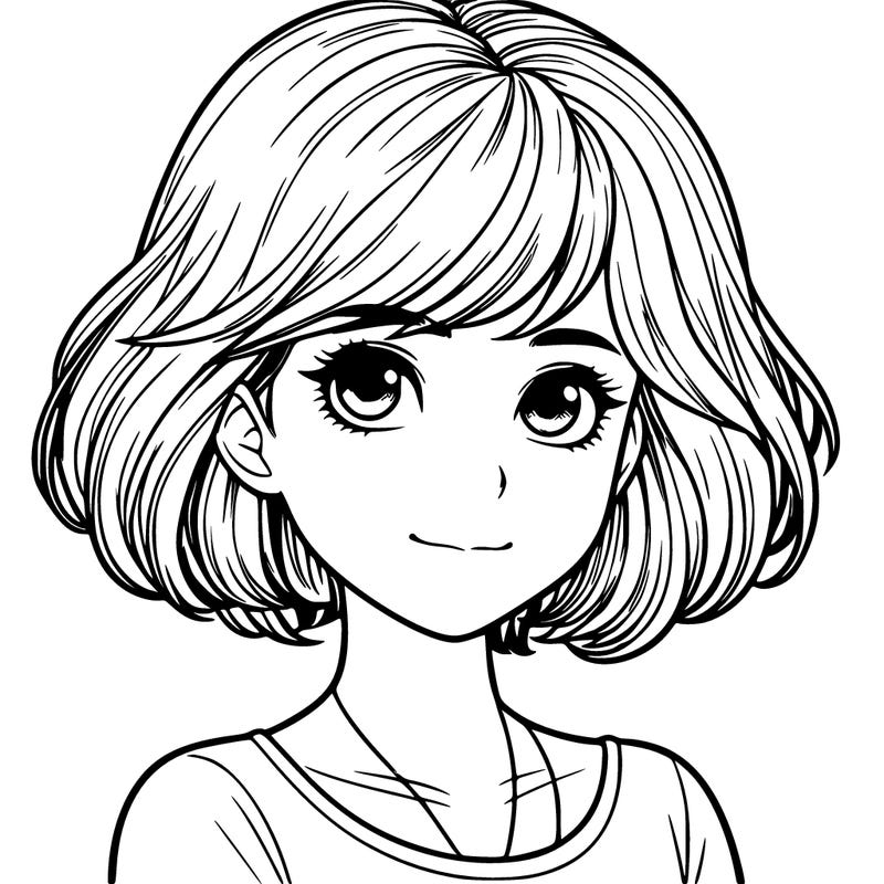 realistic girl with short hair