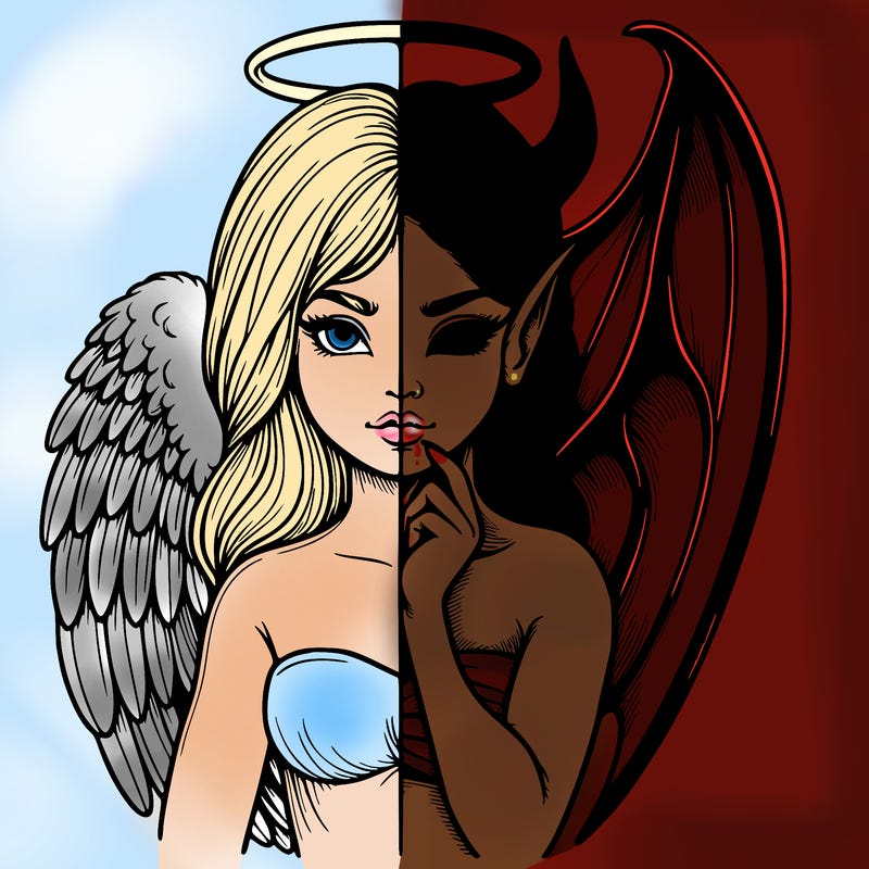 realistic angel half demon