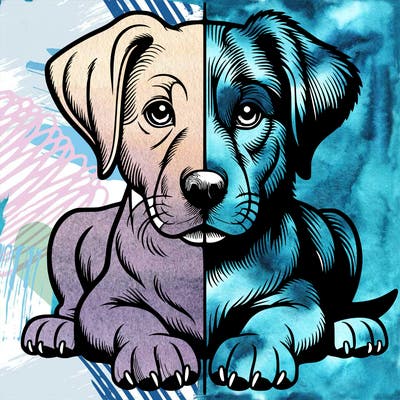 realistic dog split picture