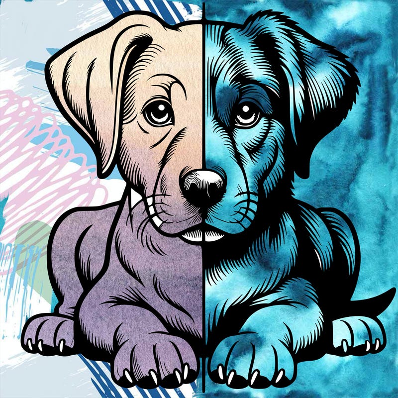 realistic dog split picture