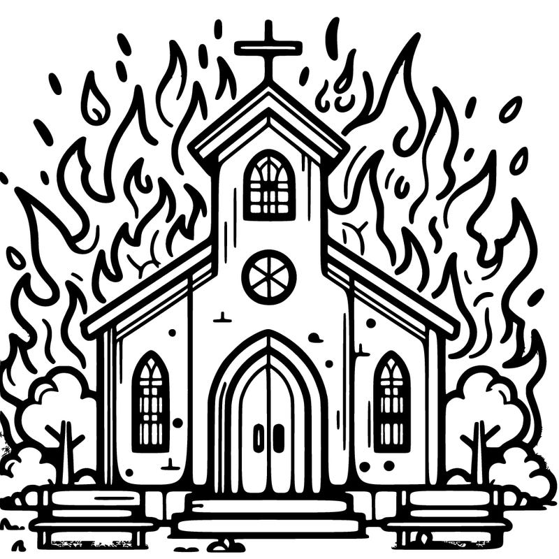 a church on fire