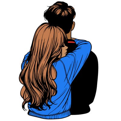 realistic girl hugging boyfriend from back