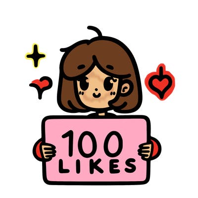 a girl with a sign that says 100 likees