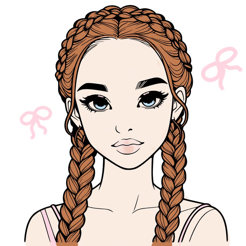realistic girl with braids