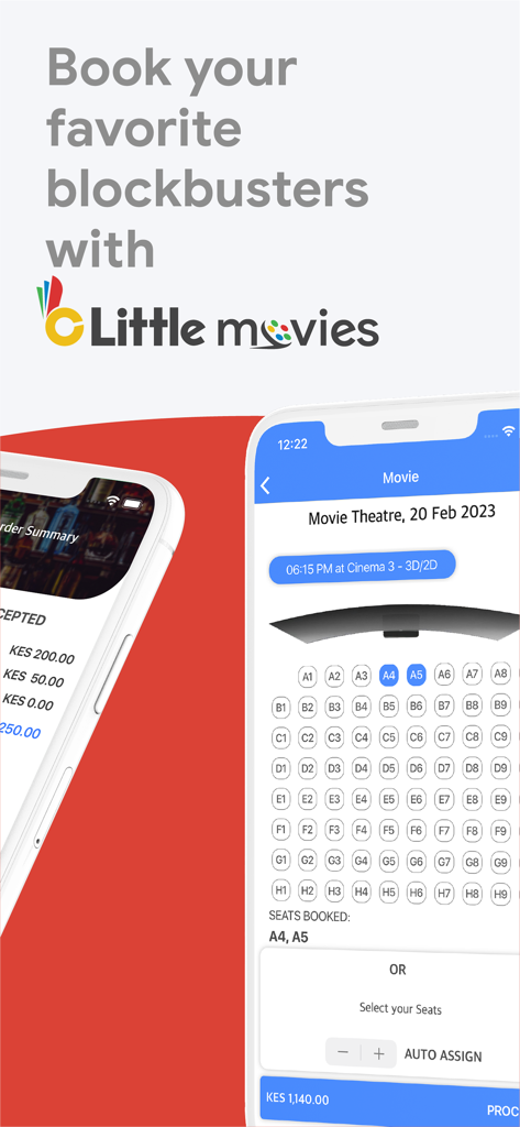 Little Ride - Little Ride app screen for booking movie tickets and choosing theater seats