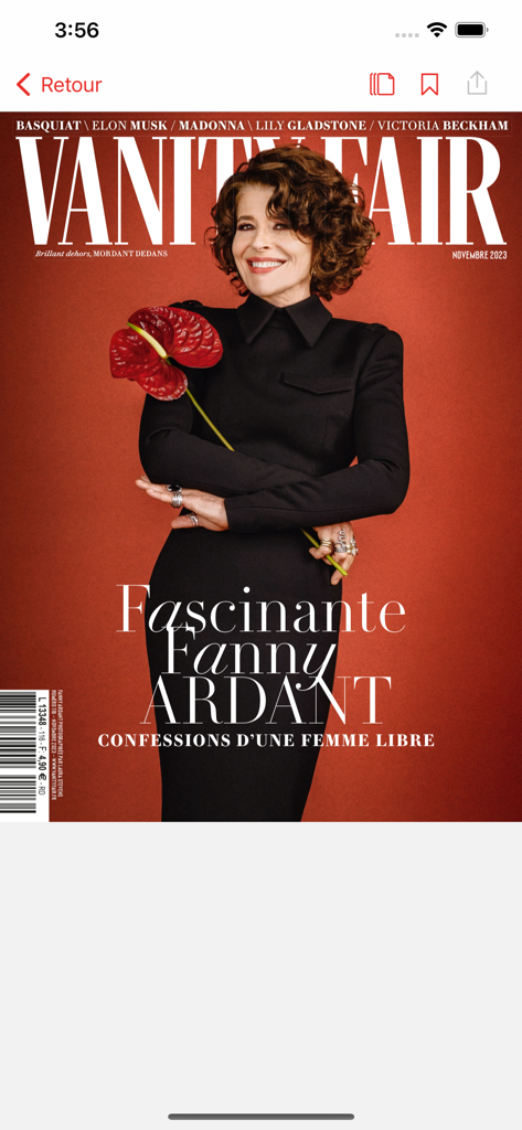 Vanity Fair Magazine France - Vanity Fair France digital magazine cover featuring actress Fanny Ardant