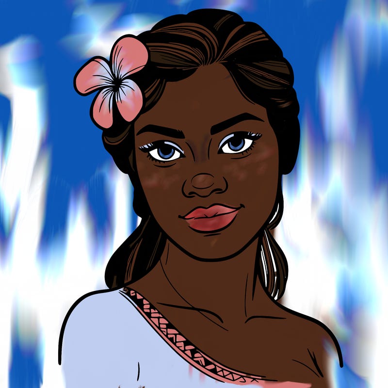 a realistic polynesian woman with a samoan pacific look and a taupou