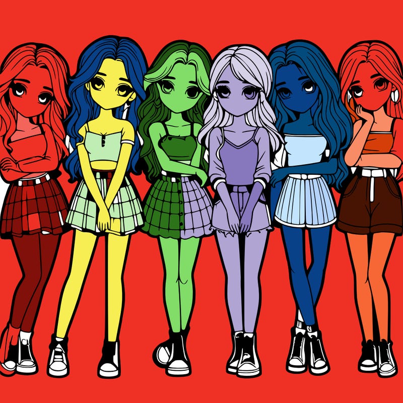 a group of girls realistic