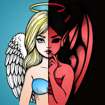 realistic angel half demon