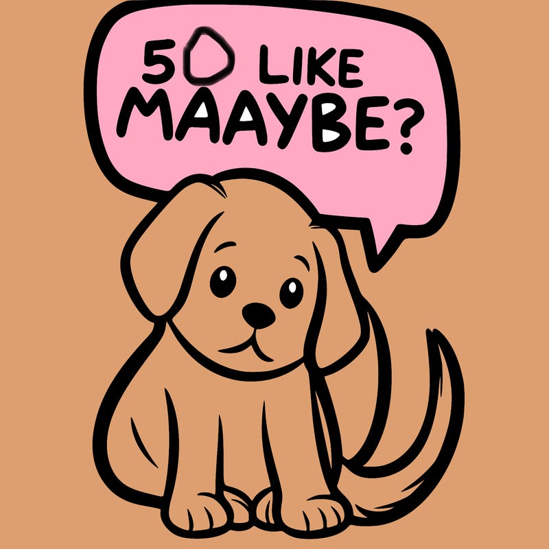 a puppy that says 5 like maybe