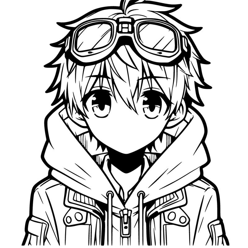 anime guy with hoodie and goggles